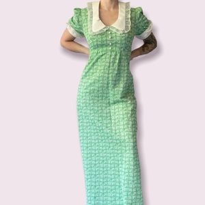 Vintage 70s Rosebud Babydoll Empire Waist Maxi prairie Dress